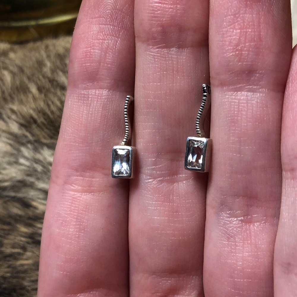 Vintage sterling silver abstract CZ earrings